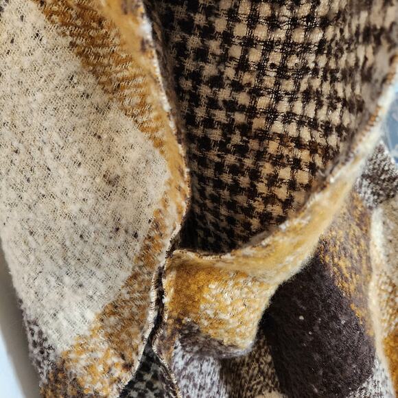 FALLS CREEK Mustard Yellow Brown Cream Tartan Plaid Reverse To Brown Cream Check - Picture 11 of 12